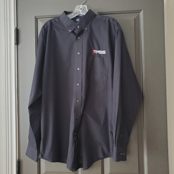 Devon & Jones Mens XL Crown Collection Fit Shirt D620 Black MSS Logo Button Up - Picture 9 of 11